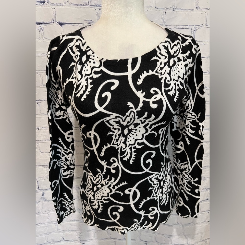 Cyrus Womens Black & White Sweater Long Sleeves - Size S